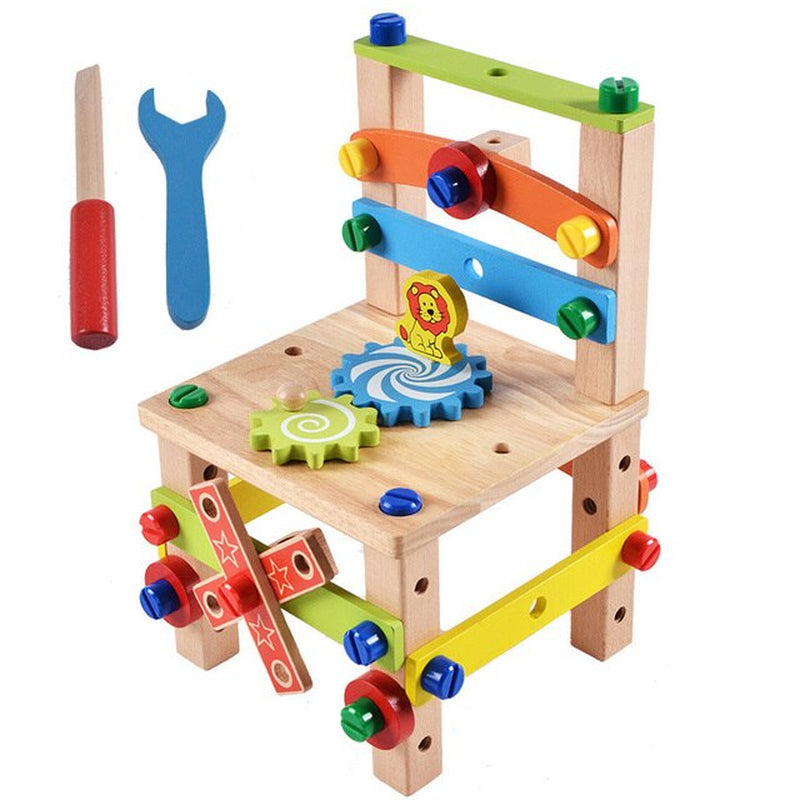 Montessori for Kid Children'S Educational Toys Chair Designer Set of Tools Wooden Toys Christmas Gifts for Girls Boys