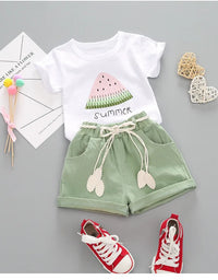 Summer Girls Clothing Set 2Pcs Tracksuit Children Cotton Suit Kids Cartoon Outfits Short Sleeve Baby Girls Clothes Sets
