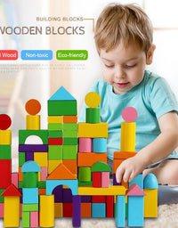 40Pcs/Sets Large Safe Wooden Building Blocks Early Educational Blocks Colorful Construction Toys Kids Learning for Children
