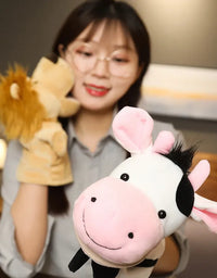 Stuffed Plush Animals Toys Hand Finger Story Puppet Kawaii Dolls Educational Baby Toys Lion Elephant Bunny Monkey Children Gifts
