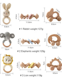 1 Set Baby Crochet Rattle Toys Musical Animal Handbell Rattle Baby Wooden Car Toy Children'S Montessori Toys Newborn Gifts
