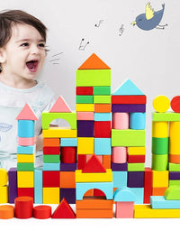 40Pcs/Sets Large Safe Wooden Building Blocks Early Educational Blocks Colorful Construction Toys Kids Learning for Children
