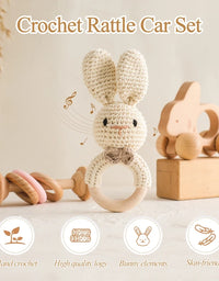 1 Set Baby Crochet Rattle Toys Musical Animal Handbell Rattle Baby Wooden Car Toy Children'S Montessori Toys Newborn Gifts
