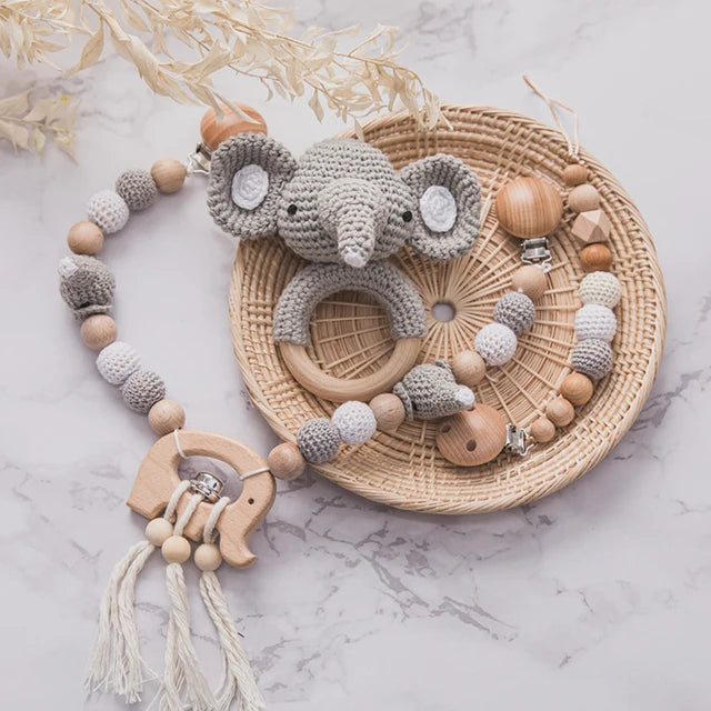 0 -12 Months Kids Toys Baby Stroller Toys Crochet Animal Rattle Mobiles Elephant Hanging Bell Newborn Educational Toy for Gifts