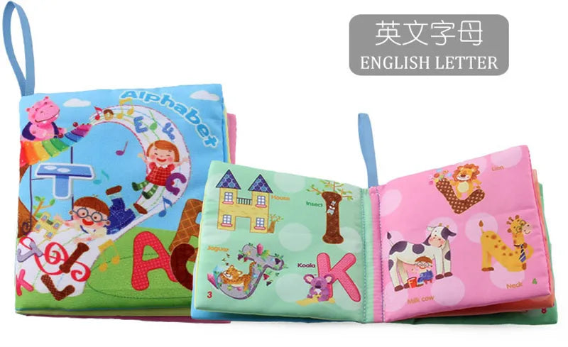 0-12Monthes Baby Cloth Book Fruits Animals Cognize Puzzle Book Infant Kids Early Learning Educational Fabric Books Toys игрушк