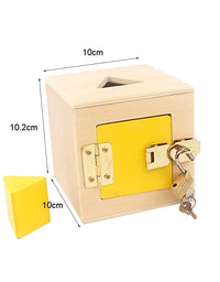 Montessori Multifunctional Lock Toys 6 Unlock Box Exercises Toys Practical Training Wooden Toys Basical Life Skill Toy Education
