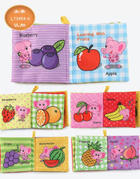 0-12Monthes Baby Cloth Book Fruits Animals Cognize Puzzle Book Infant Kids Early Learning Educational Fabric Books Toys игрушк
