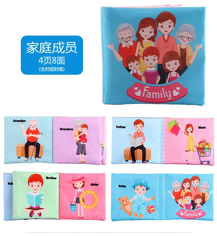 0-12Monthes Baby Cloth Book Fruits Animals Cognize Puzzle Book Infant Kids Early Learning Educational Fabric Books Toys игрушк