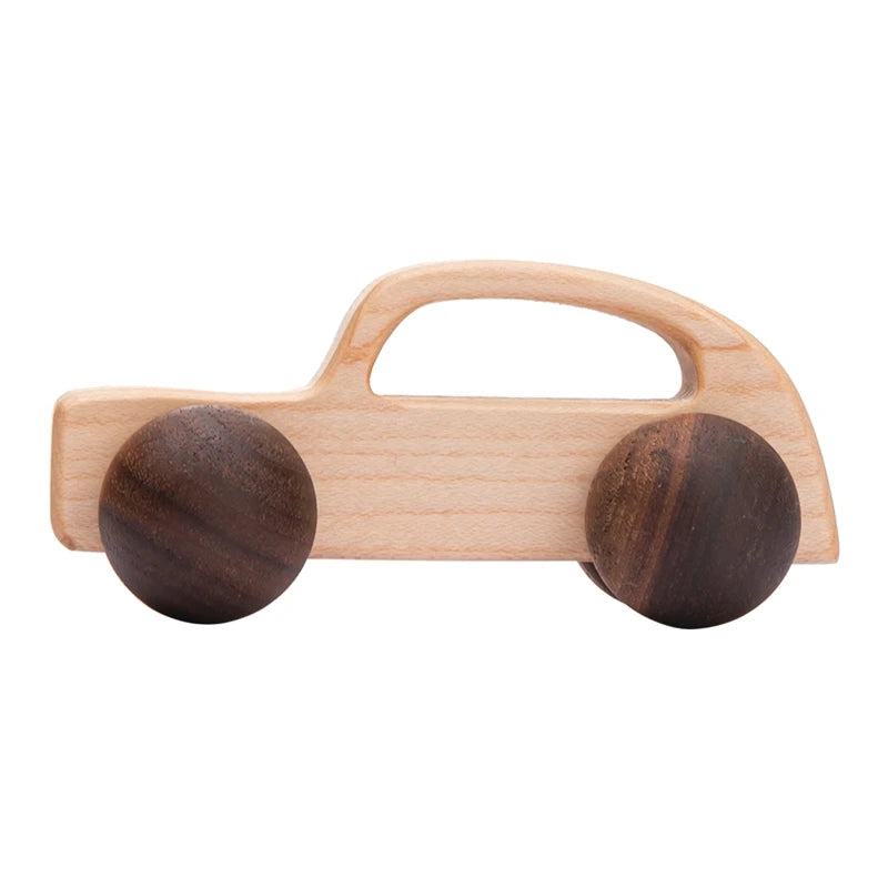 Wooden Toys Montessori Educational Maple Wood Car Children Cartoon Car Toy Baby Wood Gift For 0-4 Years Old Kids