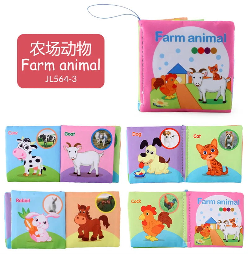 0-12Monthes Baby Cloth Book Fruits Animals Cognize Puzzle Book Infant Kids Early Learning Educational Fabric Books Toys игрушк