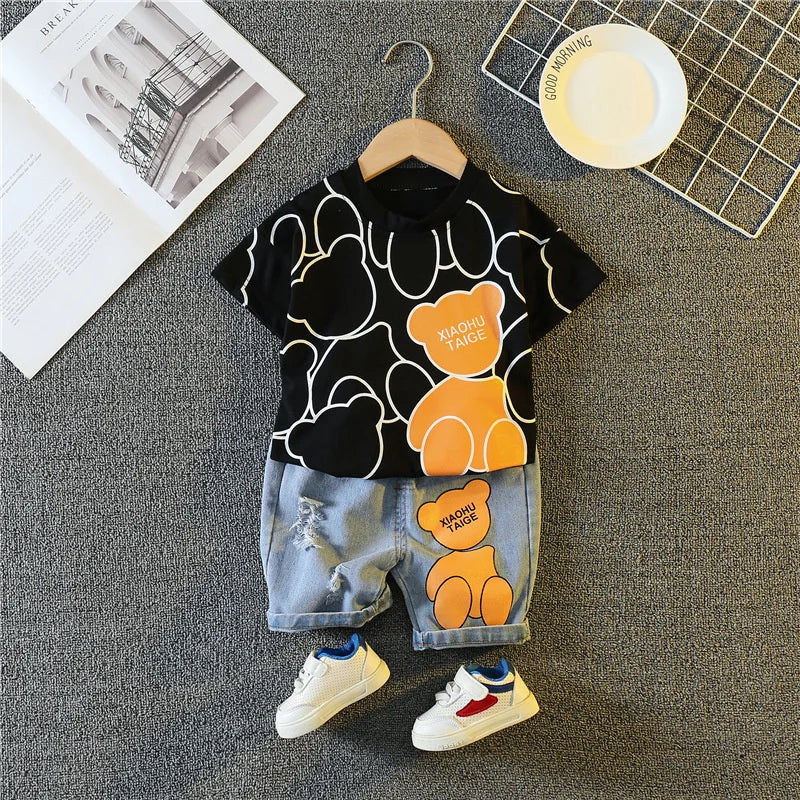 New Summer Baby Girls Clothes Suit Children Boys Fashion Cartoon T-Shirt Shorts 2Pcs/Sets Toddler Casual Costume Kids Tracksuits