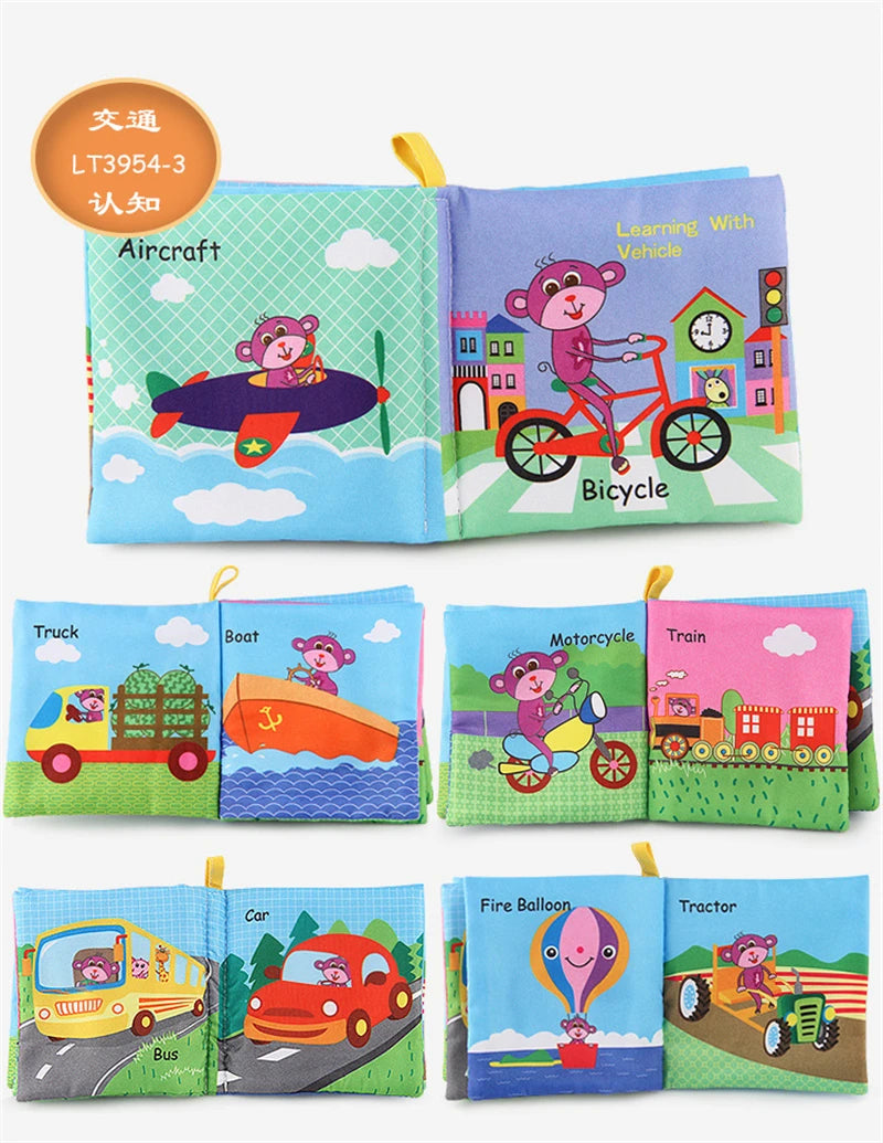 0-12Monthes Baby Cloth Book Fruits Animals Cognize Puzzle Book Infant Kids Early Learning Educational Fabric Books Toys игрушк