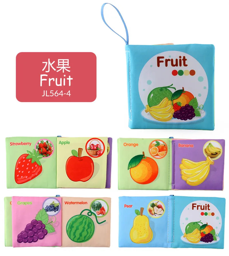 0-12Monthes Baby Cloth Book Fruits Animals Cognize Puzzle Book Infant Kids Early Learning Educational Fabric Books Toys игрушк