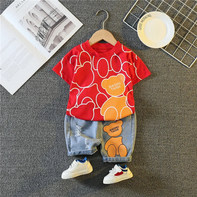 New Summer Baby Girls Clothes Suit Children Boys Fashion Cartoon T-Shirt Shorts 2Pcs/Sets Toddler Casual Costume Kids Tracksuits