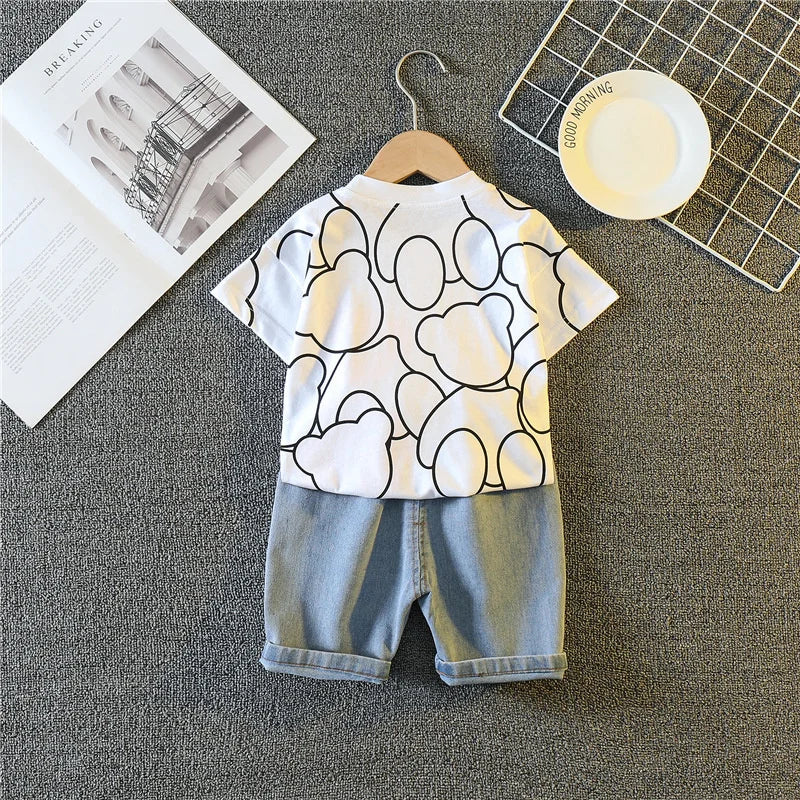 New Summer Baby Girls Clothes Suit Children Boys Fashion Cartoon T-Shirt Shorts 2Pcs/Sets Toddler Casual Costume Kids Tracksuits