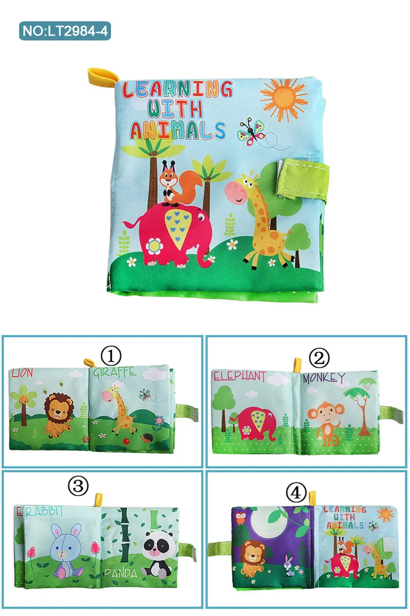 0-12Monthes Baby Cloth Book Fruits Animals Cognize Puzzle Book Infant Kids Early Learning Educational Fabric Books Toys игрушк