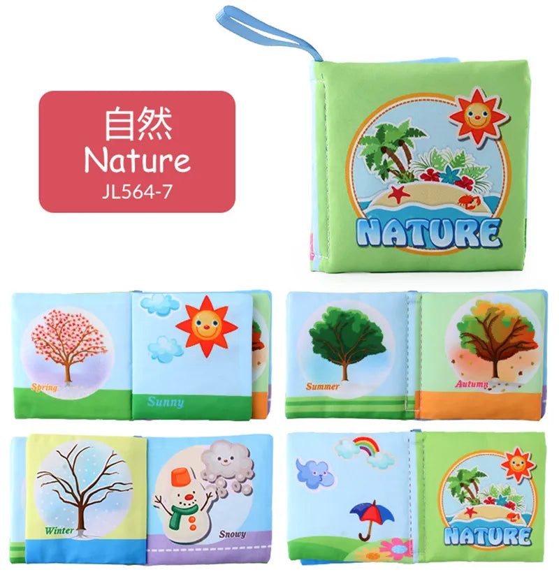 0-12Monthes Baby Cloth Book Fruits Animals Cognize Puzzle Book Infant Kids Early Learning Educational Fabric Books Toys игрушк