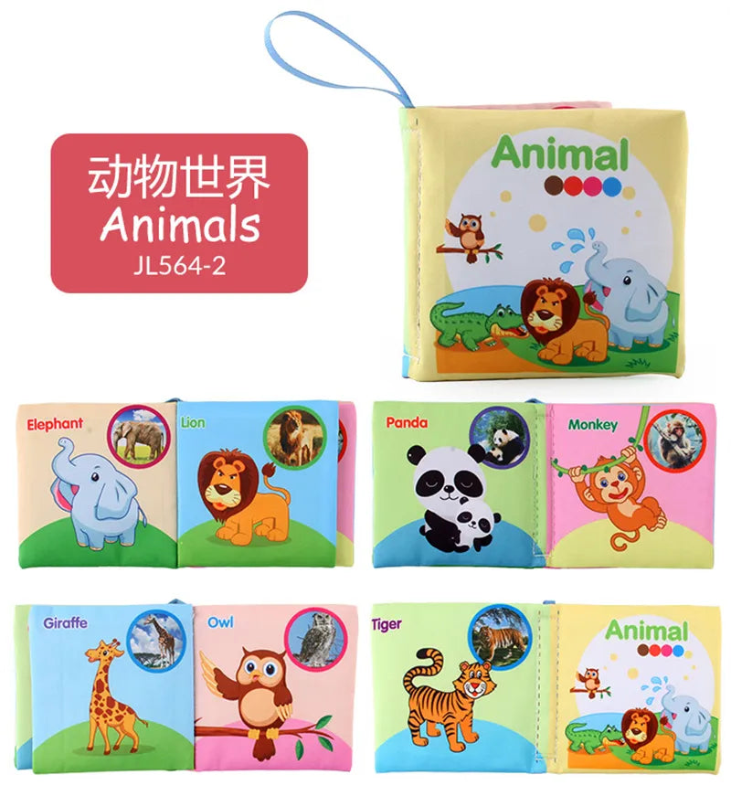 0-12Monthes Baby Cloth Book Fruits Animals Cognize Puzzle Book Infant Kids Early Learning Educational Fabric Books Toys игрушк