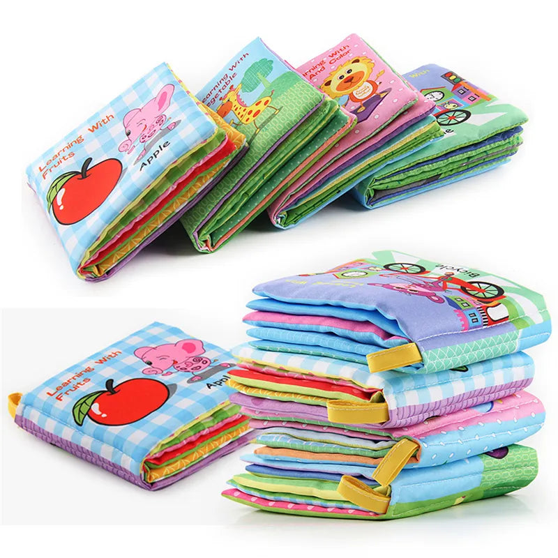 0-12Monthes Baby Cloth Book Fruits Animals Cognize Puzzle Book Infant Kids Early Learning Educational Fabric Books Toys игрушк