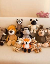 25cm 35cm Super Cute Stuffed Toys for Kids Sleeping Mate Jungle Animals Dolls Elephant Dog Tiger Fox Lion Giraffe Raccoon Monkey
