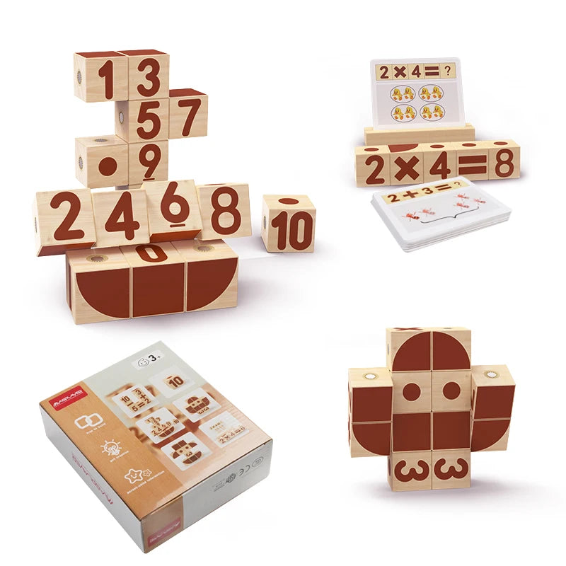 Romboss 16PCS Numbers Magnetic Wooden Blocks Math Digital Toy Preschool Montessori Educational Toys 2024 Kids Birthday Gifts