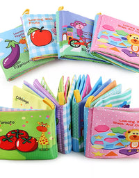 0-12Monthes Baby Cloth Book Fruits Animals Cognize Puzzle Book Infant Kids Early Learning Educational Fabric Books Toys игрушк
