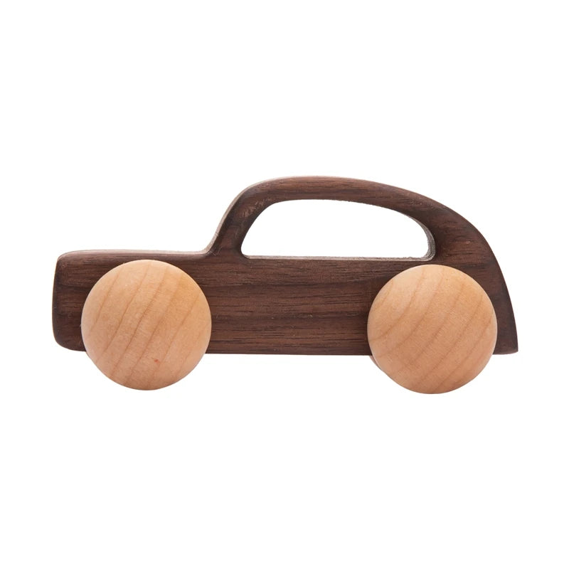 Wooden Toys Montessori Educational Maple Wood Car Children Cartoon Car Toy Baby Wood Gift For 0-4 Years Old Kids