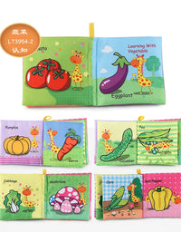 0-12Monthes Baby Cloth Book Fruits Animals Cognize Puzzle Book Infant Kids Early Learning Educational Fabric Books Toys игрушк
