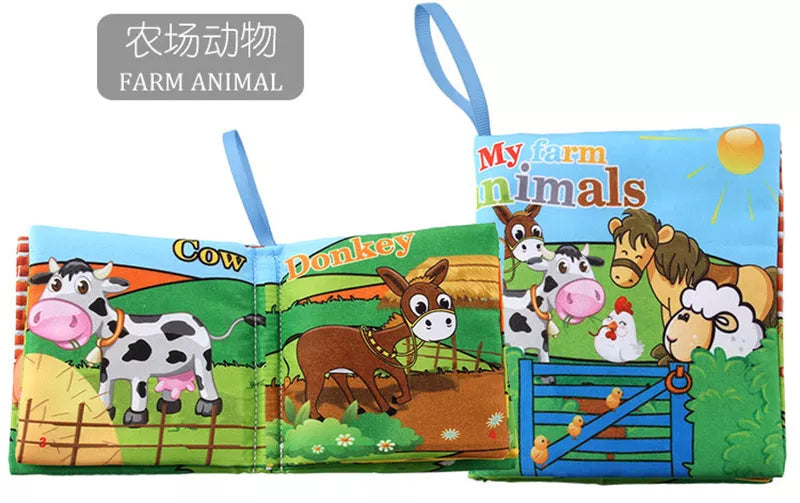 0-12Monthes Baby Cloth Book Fruits Animals Cognize Puzzle Book Infant Kids Early Learning Educational Fabric Books Toys игрушк