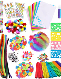 Colorful Pipe Cleaners Craft Kit Popsicle Plush Sticks Pompoms Stickers DIY Arts Supplies Children Kids Montessori Education Toy
