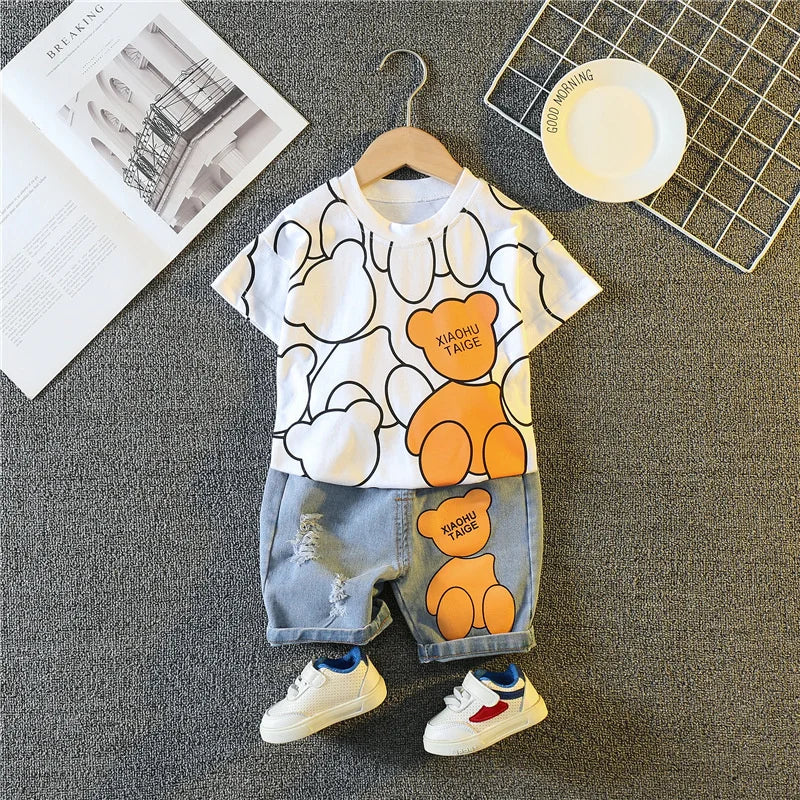 New Summer Baby Girls Clothes Suit Children Boys Fashion Cartoon T-Shirt Shorts 2Pcs/Sets Toddler Casual Costume Kids Tracksuits