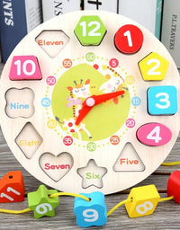 4 Styles Cartoon Animal Educational Wooden Beaded Geometry Digital Clock Puzzles Gadgets Matching Clock Toy For Children
