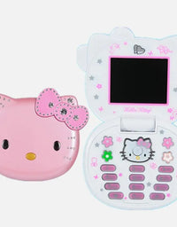 Sanrio Hello Kitty New Model Children Mini Small Cell Phone Flip Cover Student Smartphone Photo Shooter Music Birthday Gifts
