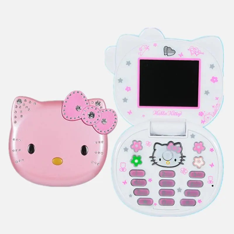 Sanrio Hello Kitty New Model Children Mini Small Cell Phone Flip Cover Student Smartphone Photo Shooter Music Birthday Gifts