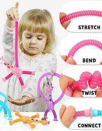 Children Suction Cup Toys Pop Tubes Stress Relief Telescopic Giraffe Hand Toys Sensory Bellows Toys Anti-stress Squeeze Toy
