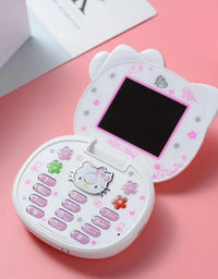 Sanrio Hello Kitty New Model Children Mini Small Cell Phone Flip Cover Student Smartphone Photo Shooter Music Birthday Gifts
