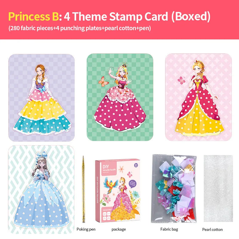 Painting Sticker DIY Craft Toys Kid Art Girls Poking Princess Dress/Animal Handmade Magical Children Gifts Poke Girl/Boy Gift