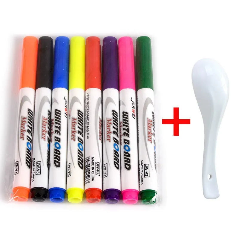 Funny 8/12pcs Color Magical Water Painting Pen Set With Coloring Books For kids Montessori Doodle Pen Toys DIY Tattoos Stickers