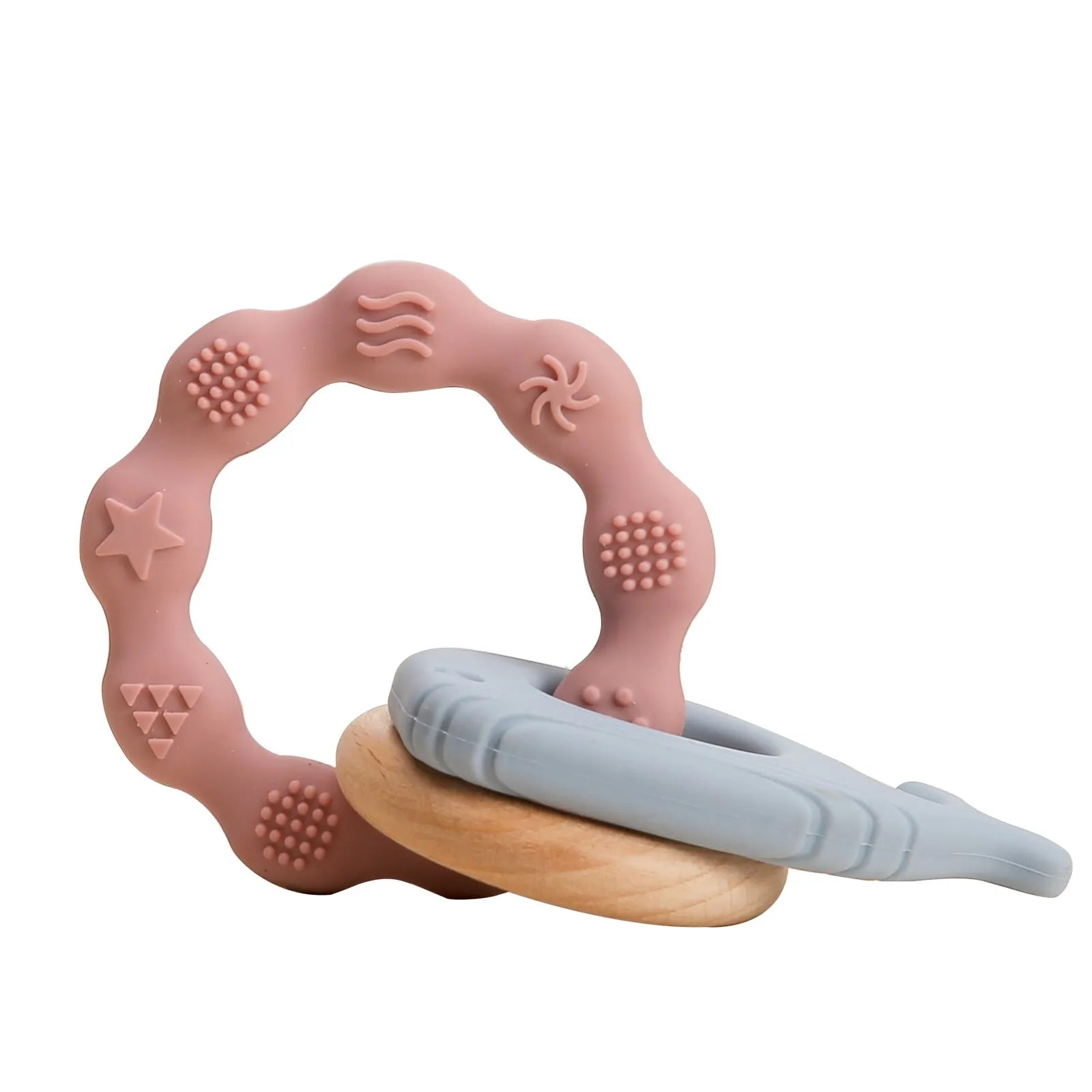 1Pc Baby Wooden Rattle Toys Wooden Teether Ring Crochet Rabbit Music Rattles Soother Bracelet Toddler Toys For Children's Gift