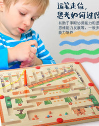 Children Wooden Magnetic Color and Number Maze Learning Education Toys Color Matching Montessori Toys Wooden Toys Gift for Kids
