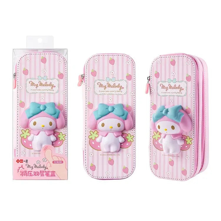 3D Decompression Sanrio Series Pencil Case Cute Large Capacity Storage Double Layer Multifuntion Stress Reliving for Kid Gift