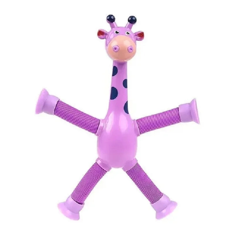 Children Suction Cup Toys Pop Tubes Stress Relief Telescopic Giraffe Hand Toys Sensory Bellows Toys Anti-stress Squeeze Toy