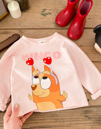 Trendy Brand Disney Children T-shirt Long-sleeved Tops Spring/autumn Clothing Kids Bottoming Shirt Cartoon Crewneck Girl Blouse
