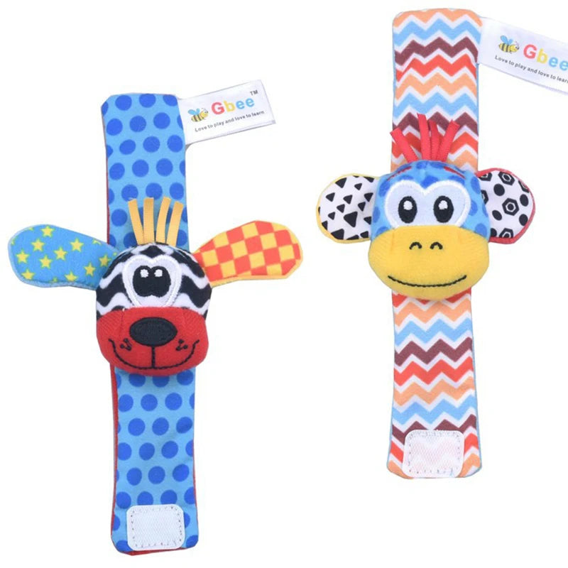 Newborn Baby Toy 0-12 Months Baby Socks Toys Baby Rattles Toys Animal Socks Wrist Strap Rattle Infant Foot Socks Bug Wrist Strap