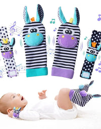 Newborn Baby Toy 0-12 Months Baby Socks Toys Baby Rattles Toys Animal Socks Wrist Strap Rattle Infant Foot Socks Bug Wrist Strap
