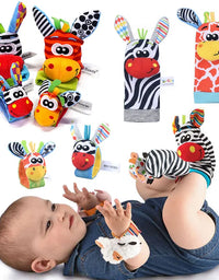 Newborn Baby Toy 0-12 Months Baby Socks Toys Baby Rattles Toys Animal Socks Wrist Strap Rattle Infant Foot Socks Bug Wrist Strap
