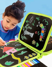 Children Magic Blackboard Educational Child Games Coloring Books Kids Toys to Draw 6 Pages Erase Boards with Water Chalk Pens
