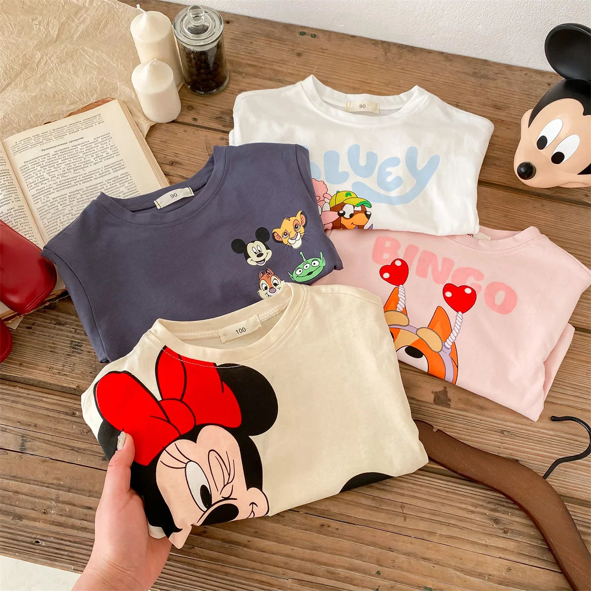 Trendy Brand Disney Children T-shirt Long-sleeved Tops Spring/autumn Clothing Kids Bottoming Shirt Cartoon Crewneck Girl Blouse