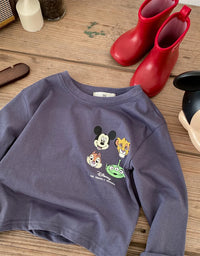 Trendy Brand Disney Children T-shirt Long-sleeved Tops Spring/autumn Clothing Kids Bottoming Shirt Cartoon Crewneck Girl Blouse
