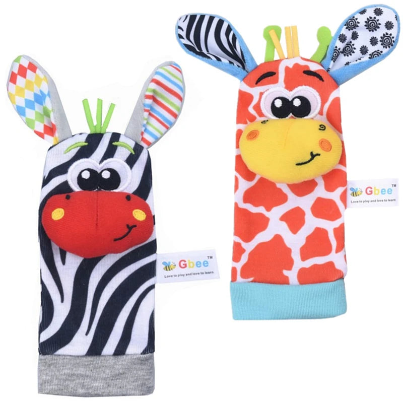 Newborn Baby Toy 0-12 Months Baby Socks Toys Baby Rattles Toys Animal Socks Wrist Strap Rattle Infant Foot Socks Bug Wrist Strap